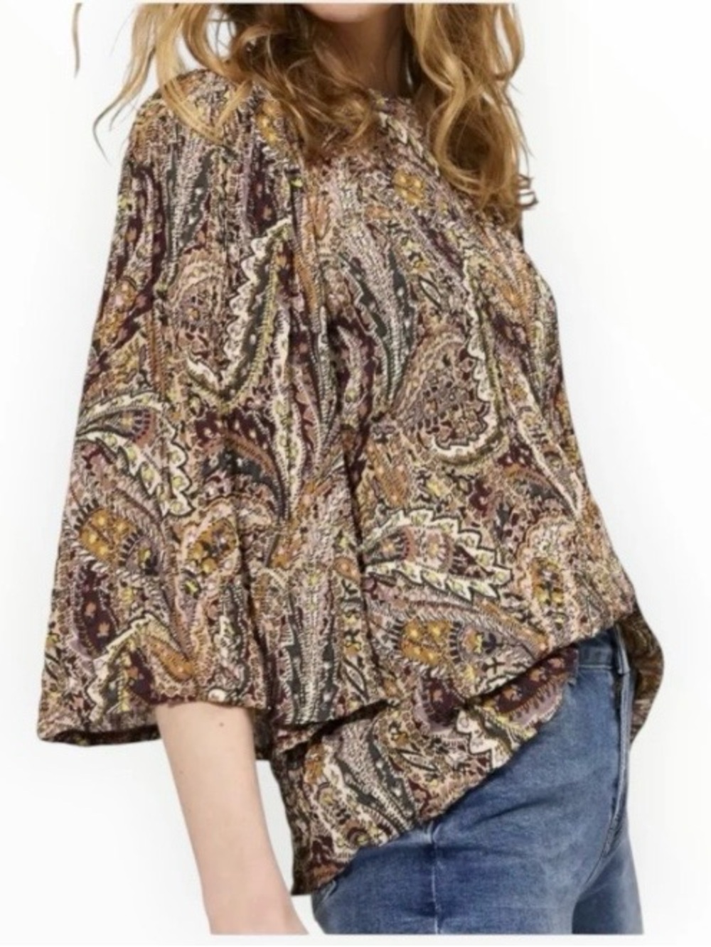 Summum Paisley Bell-Sleeve Top Size 36/Small